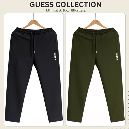 2pcs Olive & Black China Guess Semi Narrow Premium Trouser For Men