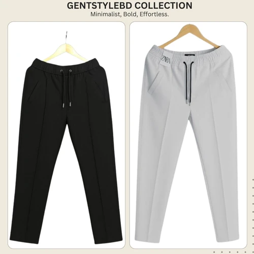 2 Pies Premium Formal Black & White Trouser For man