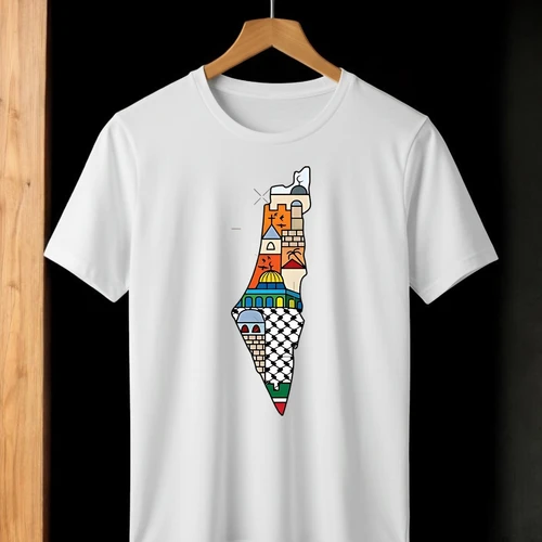 I Love Palestine Map & Landmarks T-Shirt