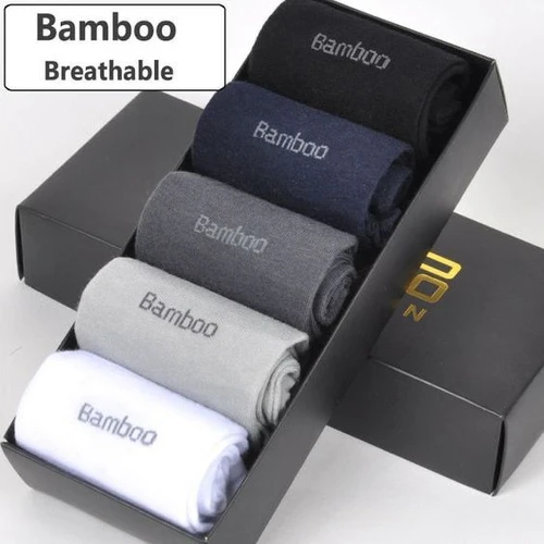 5 Pair Bamboo Plain Socks With Multi Color