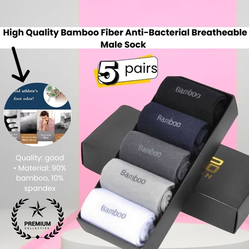 Anti-Bacterial Breatheable Male Sock -5 pair