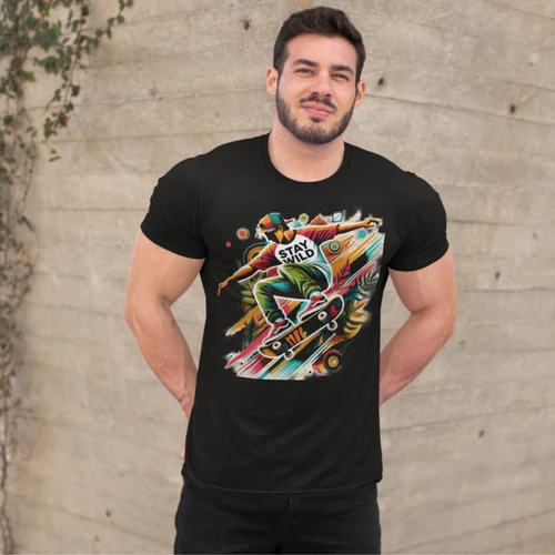 Stay Wild Skateboard T-Shirt - Urban Graphic Tee - Buy Online
