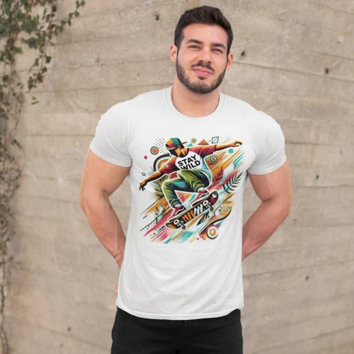 Stay Wild Skateboard T-Shirt - Urban Graphic Tee - Buy Online