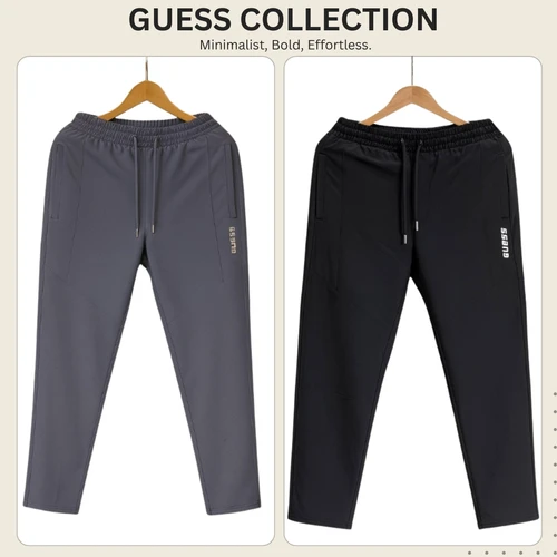 2pcs Ash & Black China Guess Semi Narrow Premium Trouser For Men