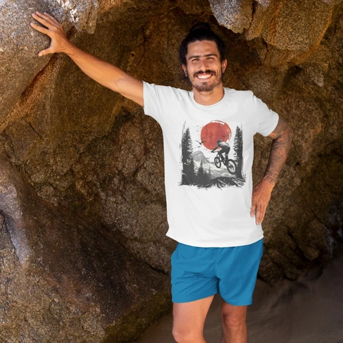 Mountain Biking Sunset T-Shirt - Adventure Tee
