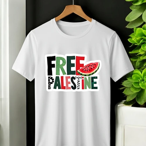 Free Palestine T-Shirt with Watermelon Symbol Graphic