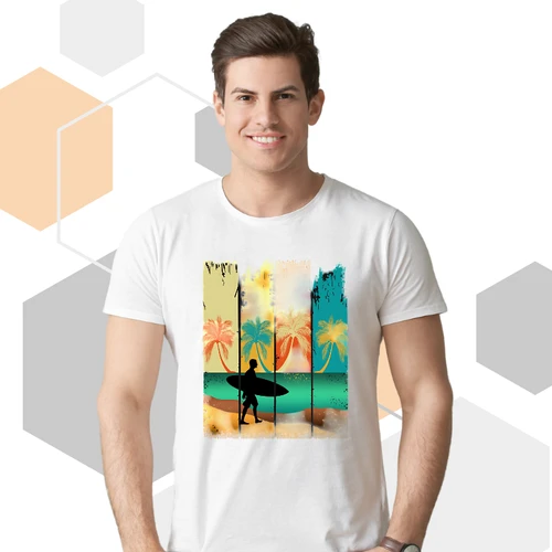 Surfer Beach Palm Trees T-Shirt - Summer Vibes Tee