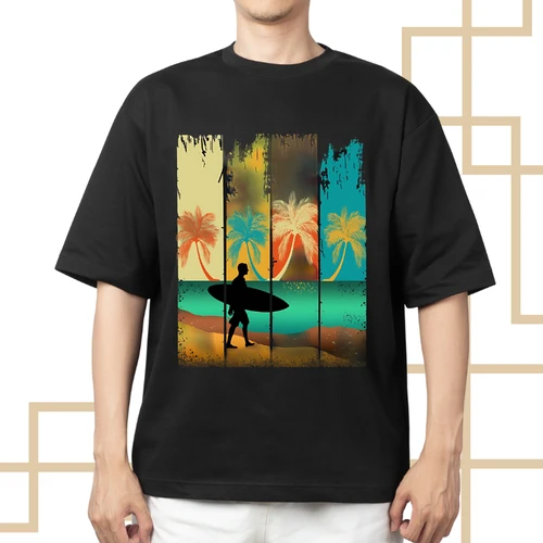 Surfer Beach Palm Trees T-Shirt - Summer Vibes Tee