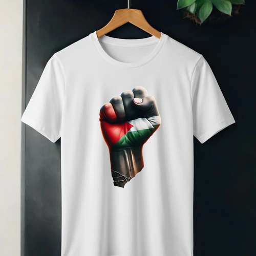 Palestine Flag Raised Fist T-Shirt