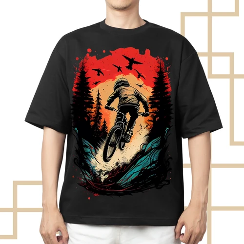 Mountain Biker Sunset Jump T-Shirt - Adventure Tee