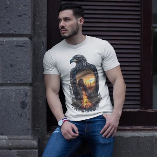 Eagle & Native American T-Shirt - Cultural Graphic Tee