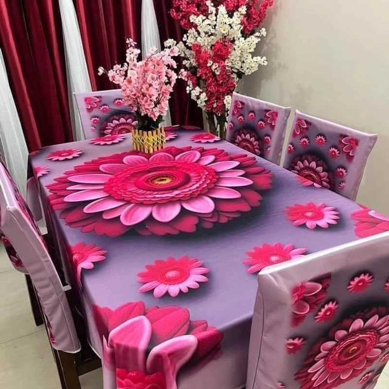 3D Print Dining table Cloth runner and 06 pieces chair cover