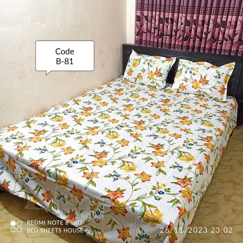 King Size Bedsheet Set With Two Pillow Covers
