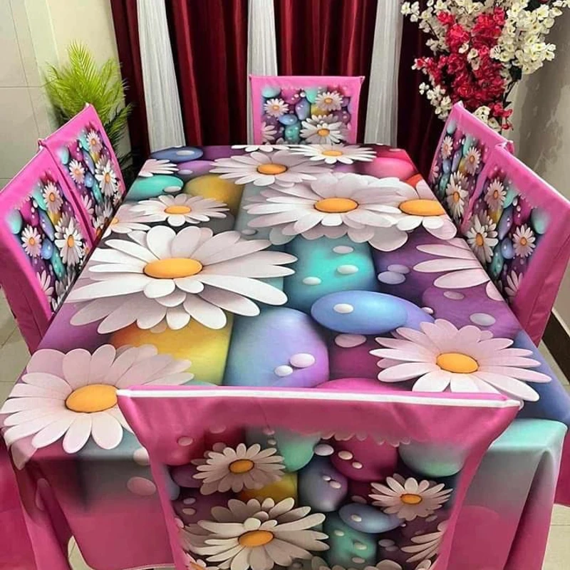 3D Print Dining table Cloth runner and 06 pieces chair cover