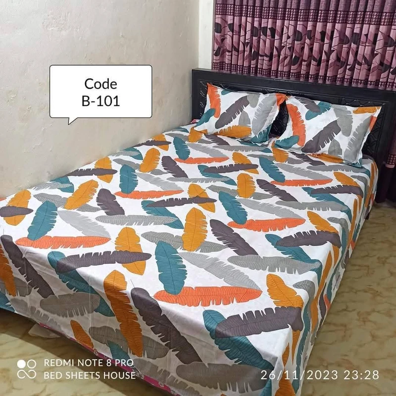 King Size Bedsheet Set With Two Pillow Covers