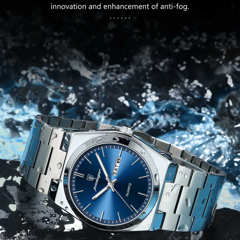 POEDAGAR 930 Luxury Watch For Men Waterproof Luminous Date Week Stainless Steel Men Watch Casual Quartz Men's Watch- Watch For Men - Image 8
