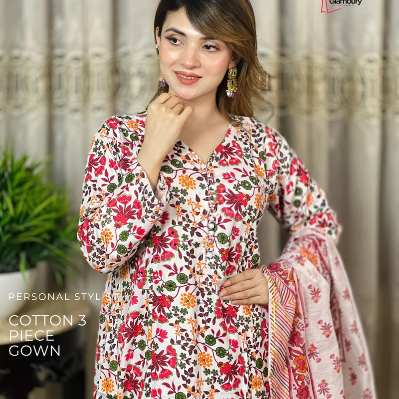 Cotton Three Piece Gown