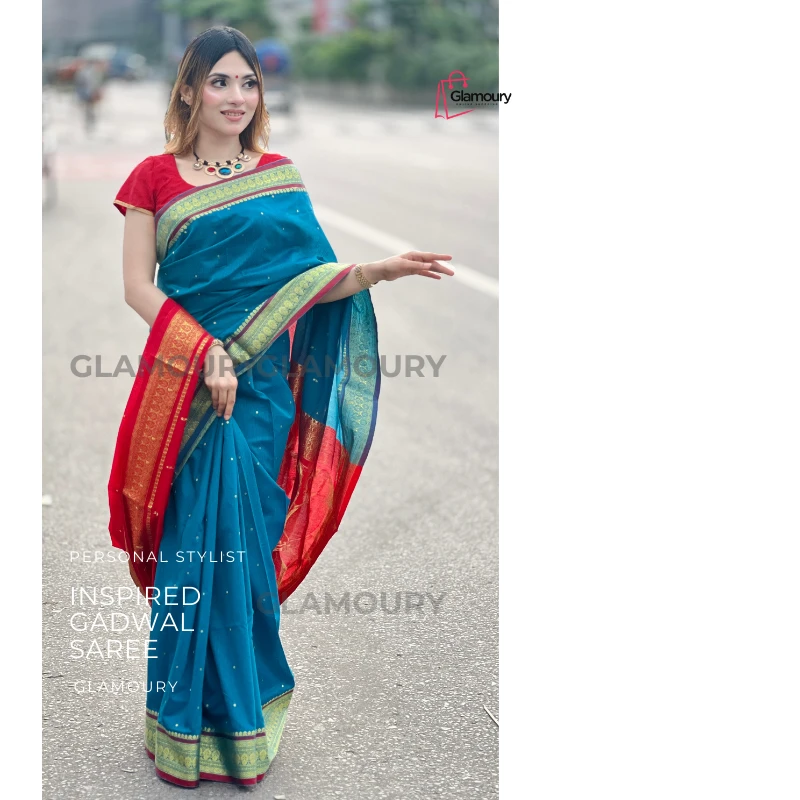 Inspired Gadwall saree_seablue - Image 4
