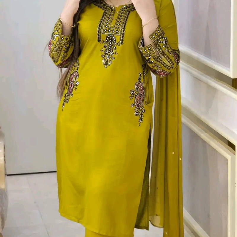 Sequence Embroidery Three Piece