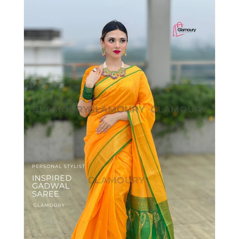 Inspired Gadwall saree_Yellow - Image 4