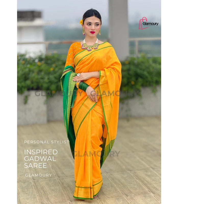 Inspired Gadwall saree_Yellow - Image 5