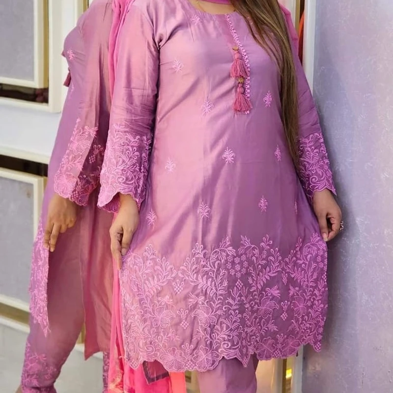 Cotton Embroidery Three Piece