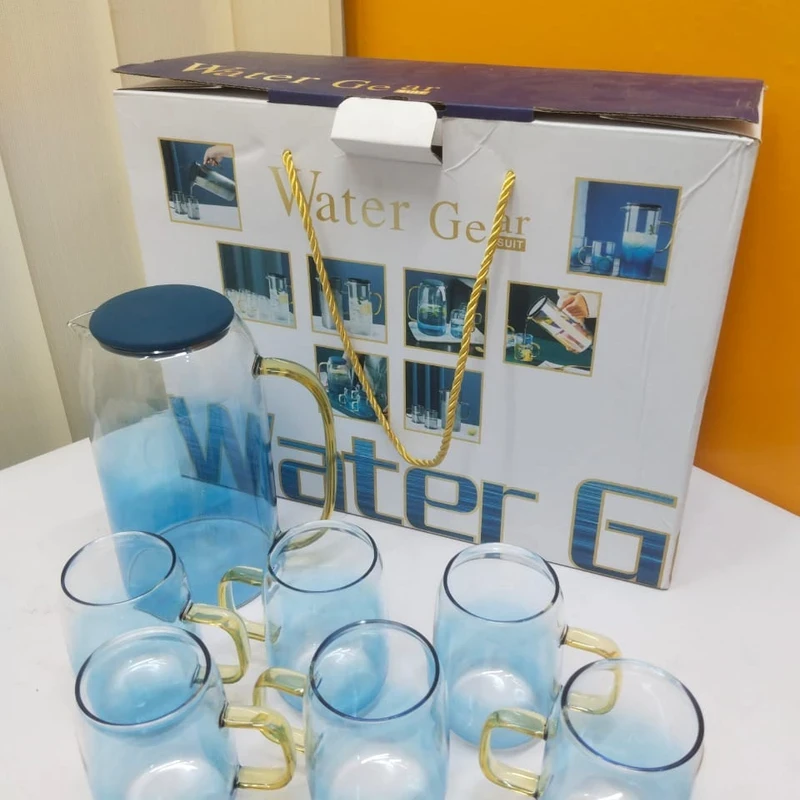 "Luxury Blue Glass Water Set – Elegant & Stylish Hydration"