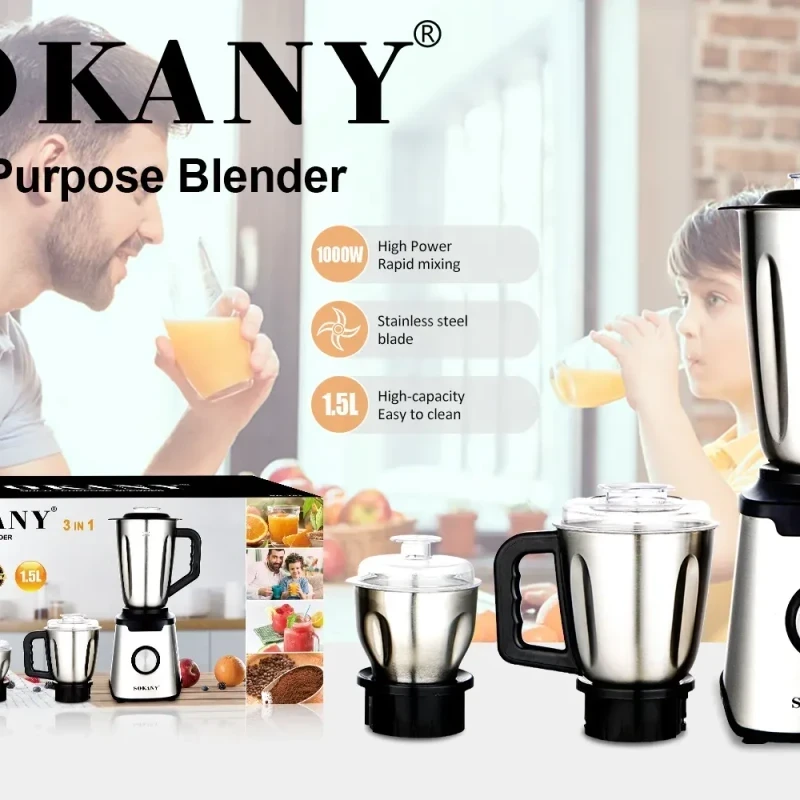 SOKANY187 3-in -1 Stainless Steel Juicer