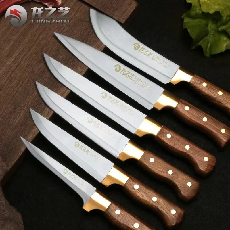 Premium Longzhiyi 6-Piece Professional Chef Knife Set – Wooden Handle & Golden Bolster