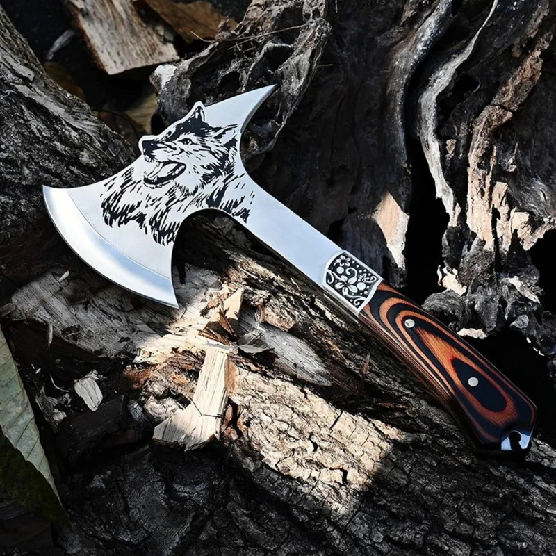 Wolf Engraved Tactical Axe