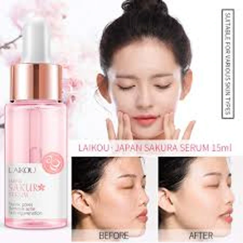 LAIKOU Japan Sakura Serum Anti-aging Remove Wrinkles Skin Rejuvenation Cherry Blossoms Facial Essence Brighten Skin Tone 17ml