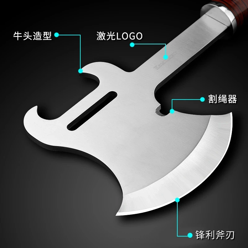 Heavy Duty Tactical Axe – Ultra Sharp Outdoor Camping & Survival Tool | Wooden Grip Handle