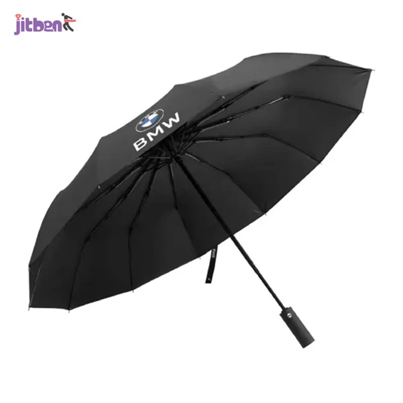 BMW Logo Stylish Foldable Umbrella - Premium Windproof Compact Design - Image 3