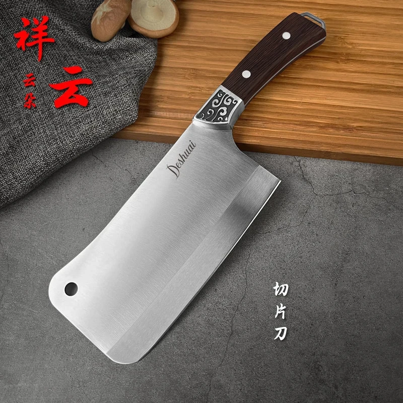 Traditional Stainless Steel Meat Cleaver with Wooden Handle