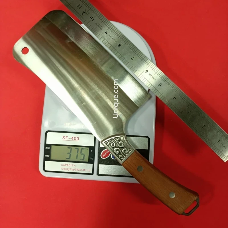 Traditional Stainless Steel Meat Cleaver with Wooden Handle