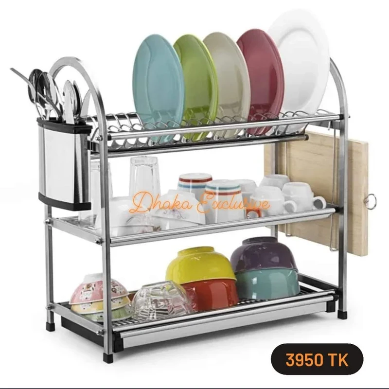 Kitchen Dish Cup Drying Rack - Silver