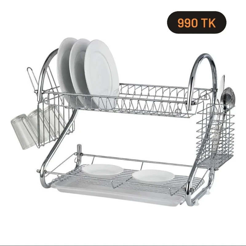 Kitchen Dish Cup Drying Rack - Silver