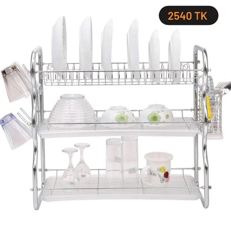 Kitchen Dish Cup Drying Rack - Silver - Image 3