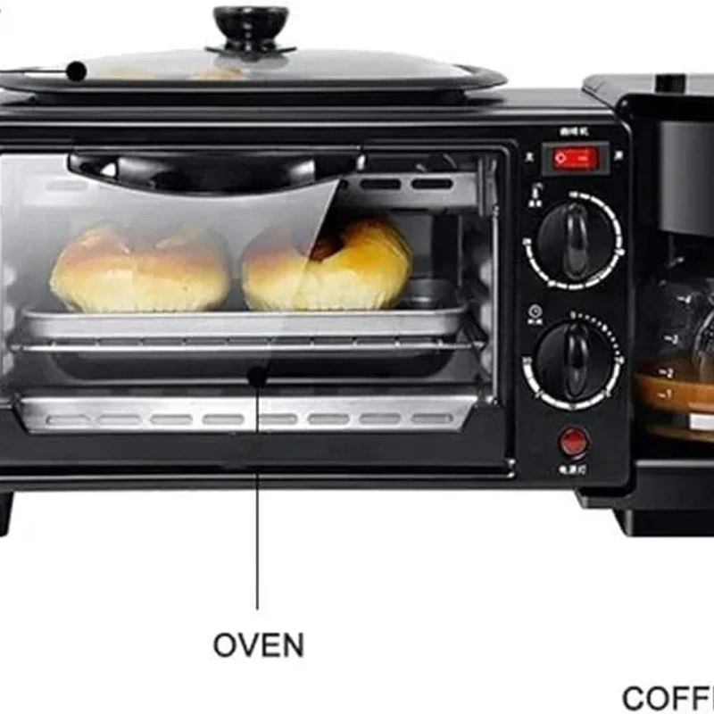 3-in-1 Multifunctional Breakfast Station (Toaster Oven, Coffee Maker, Griddle)