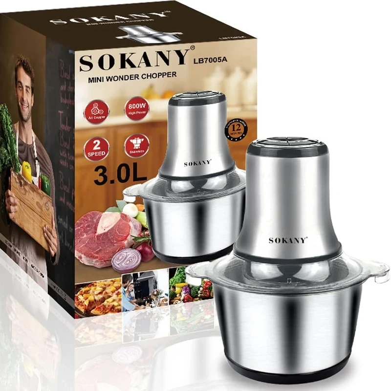 SOKANY 800 W Electric Mini Electric Mincer with 3L Stainless Steel Bowl