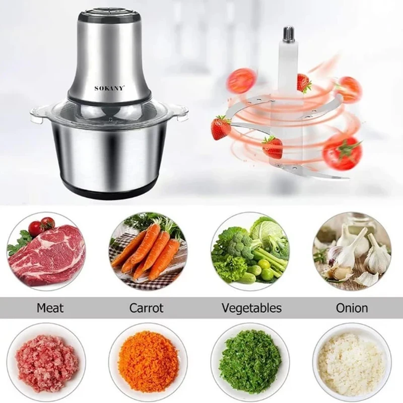 SOKANY 800 W Electric Mini Electric Mincer with 3L Stainless Steel Bowl