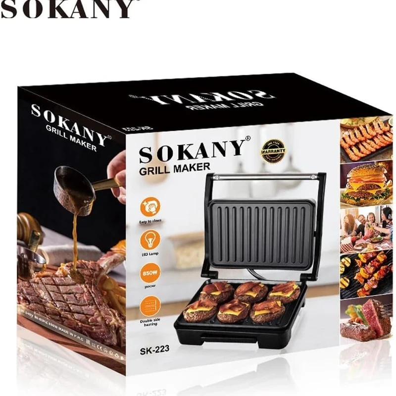 SOKANY SK-223 850W Electric Panini Press Grill, Pan Non-Stick