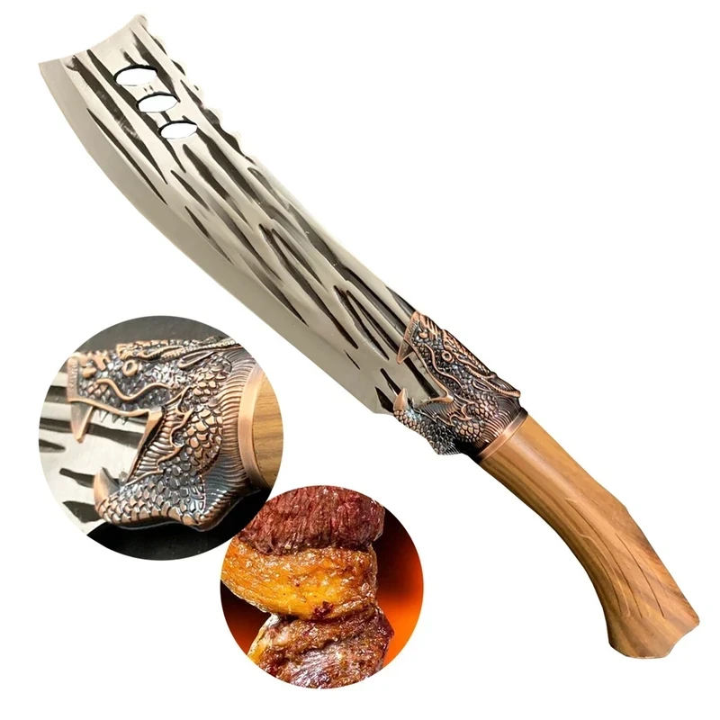 Rustic Knife Dragon Lovers Cutlery Picanheira Stainless Steel Barbecue King Handle Gift Father Friend Great Christmas