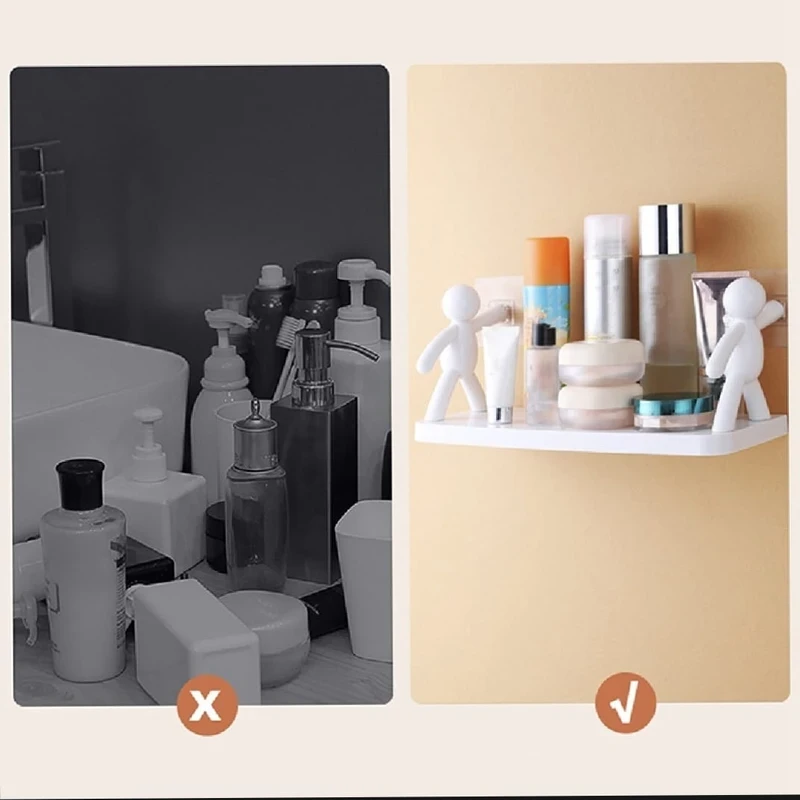 New Creative Bathroom Storage Shelves Cute White Doll Villain Shelves Shelf Self-adhesive Bathroom Cosmetics Storage Racks - Image 4