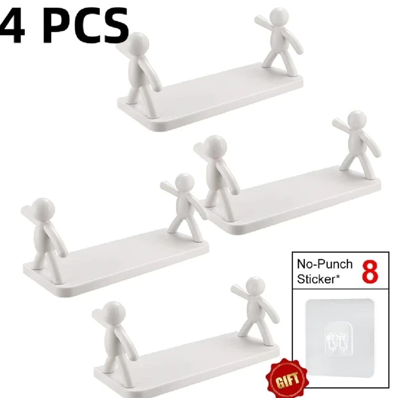 New Creative Bathroom Storage Shelves Cute White Doll Villain Shelves Shelf Self-adhesive Bathroom Cosmetics Storage Racks - Image 6