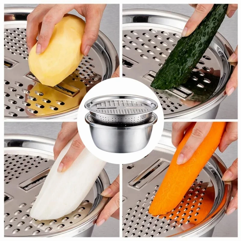 3 IN 1 VEGETABLE CUTTER WITH DRAIN BASKET - Image 3