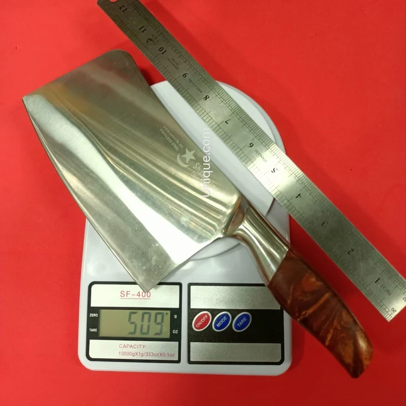 Heavy-Duty Stainless Steel Cleaver with Wooden Handle