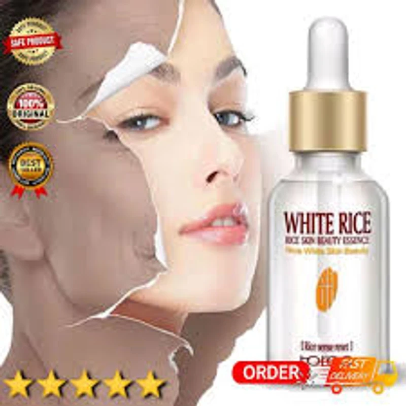 ROREC White Rice Serum Reduces Wrinkles and Lighten Dark Spots Pore Minimizer Anti- Aging Face Moisturizer Skin Lightening - 15ml