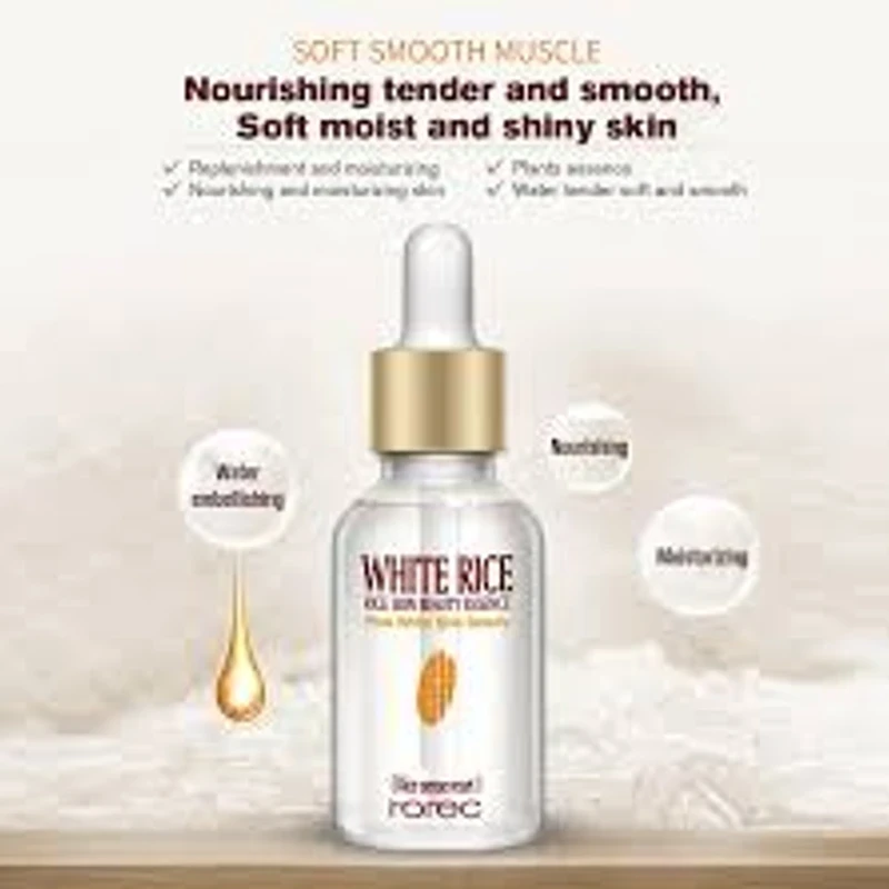 ROREC White Rice Serum Reduces Wrinkles and Lighten Dark Spots Pore Minimizer Anti- Aging Face Moisturizer Skin Lightening - 15ml - Image 5