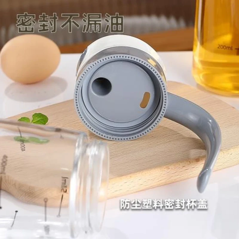 600ml Oil Control Pot Household Automatic quantitative Oil Bottle Oil Control Kitchen Glass Leakproof with Graduated Oil jug - Image 3